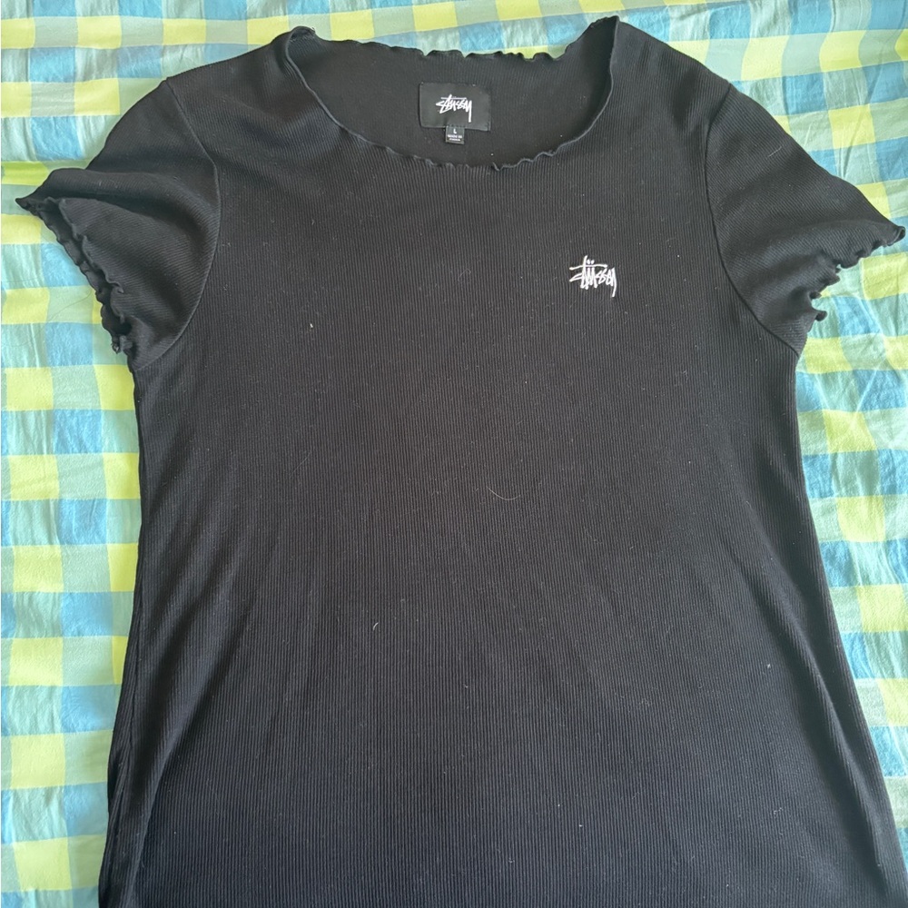 Stussy || Women's Black Lettuce-Edge Ter